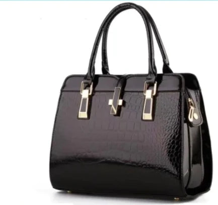 Crocodile Pattern Glossy Handbag