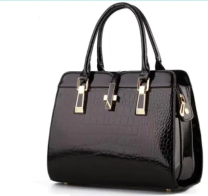 Crocodile Pattern Glossy Handbag