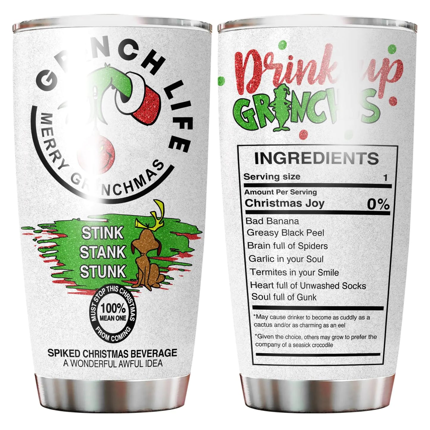 34HD Gifts for Christmas Green Monster Tumbler with Lid 20 oz Stainless Steel Christmas Movie Mug Christmas Birthday Gifts for Movie Lovers