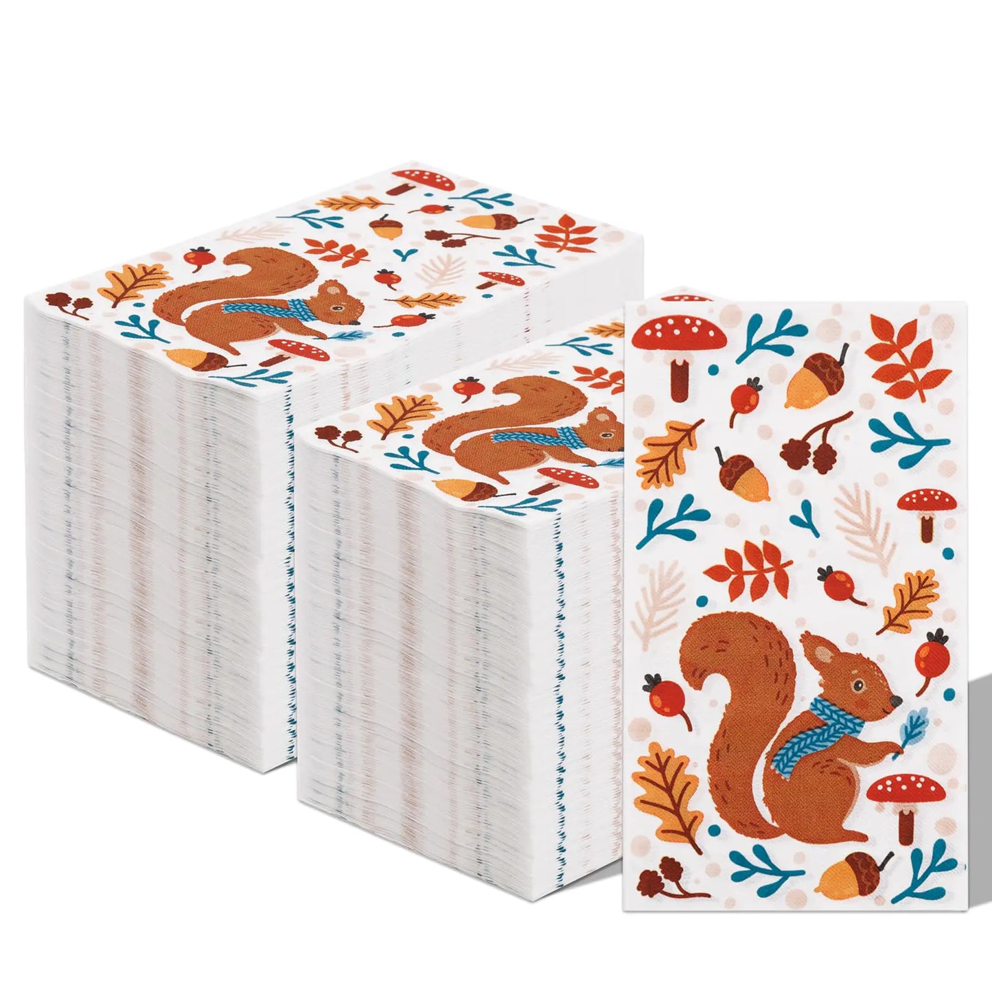 Hioasis 100 PCS Thanksgiving Napkins Disposable Thanksgiving Squirrel Napkins3-Ply Disposable Thanksgiving Paper Towels Hand Towels Autumn Elements Napkins Autumn Harvest Party Supplies