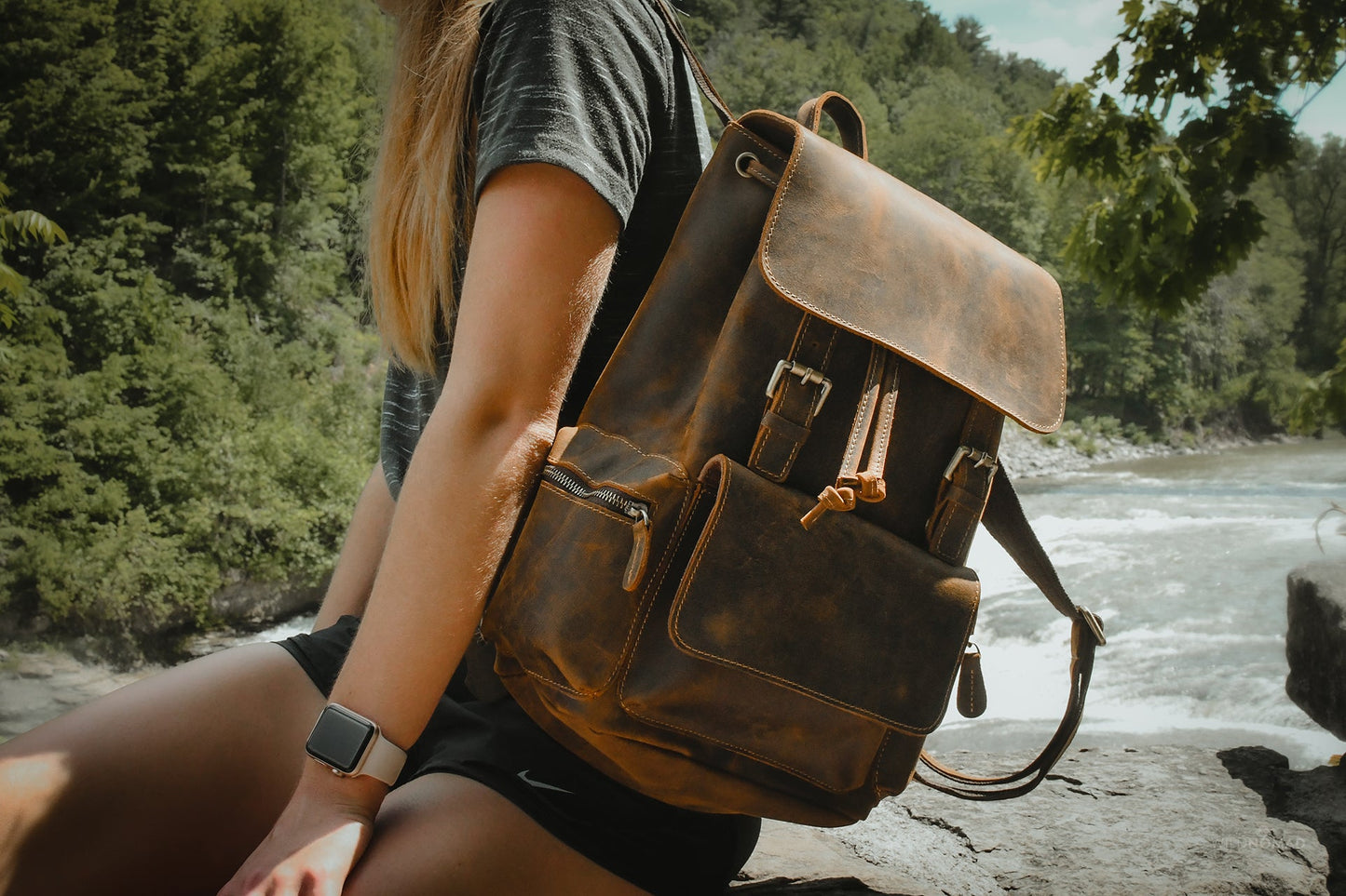 Image of The Hagen Backpack Vintage Leather Backpack 1242026294 from Edmene LLC