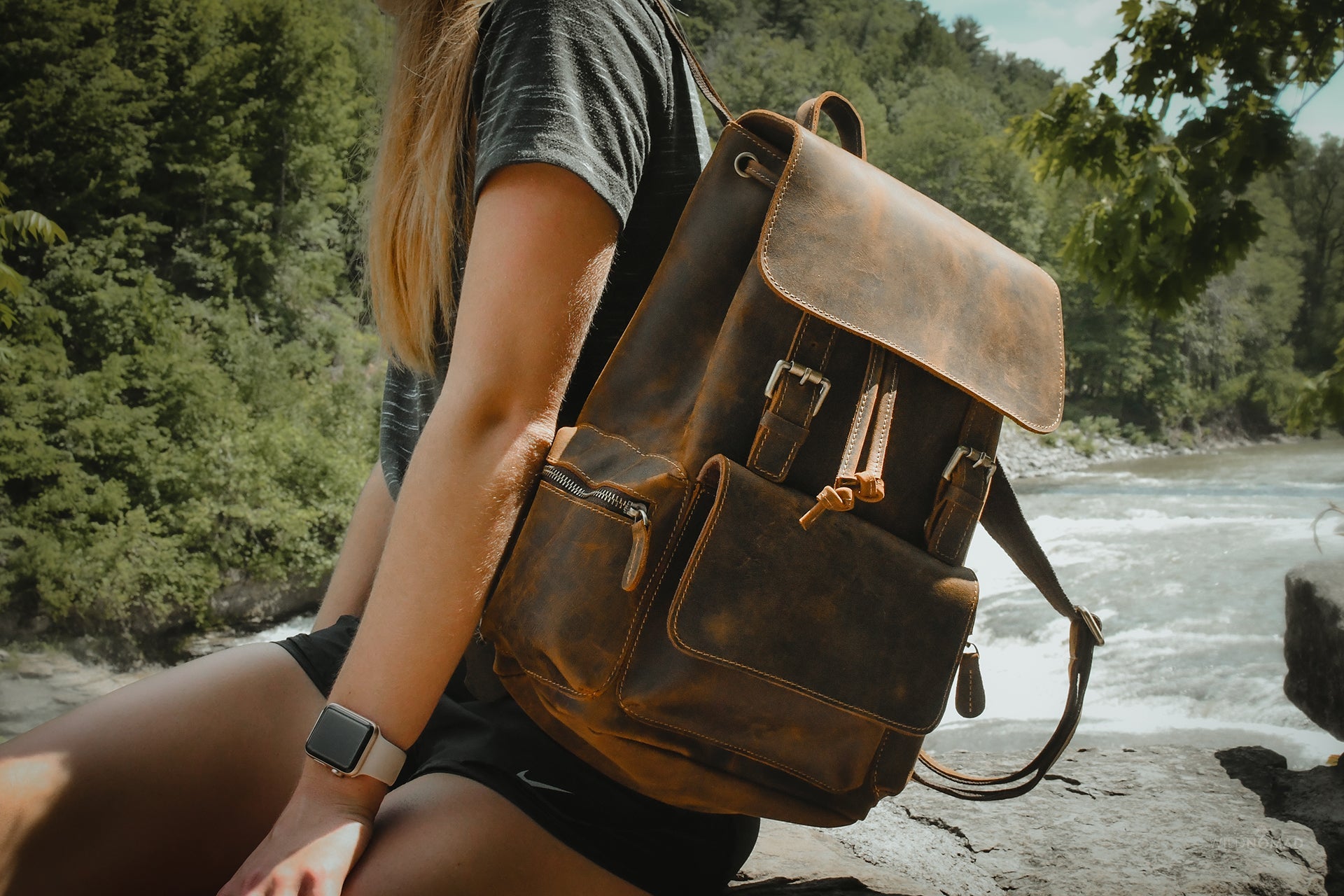 Image of The Hagen Backpack Vintage Leather Backpack 1242026294 from Edmene LLC
