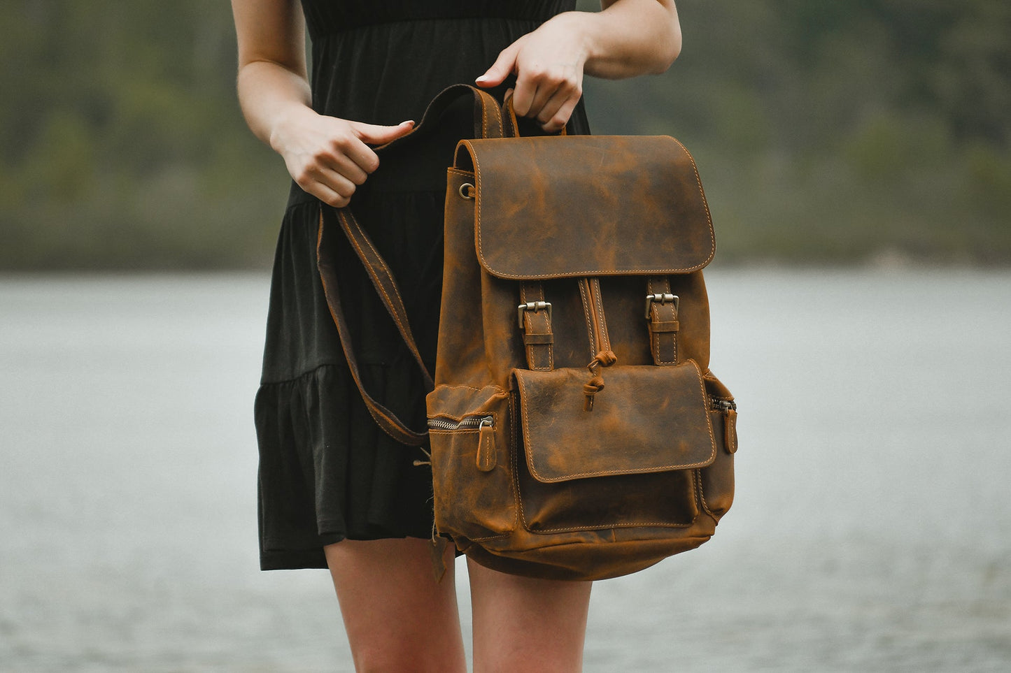 Image of The Hagen Backpack Vintage Leather Backpack 1242026294 from Edmene LLC