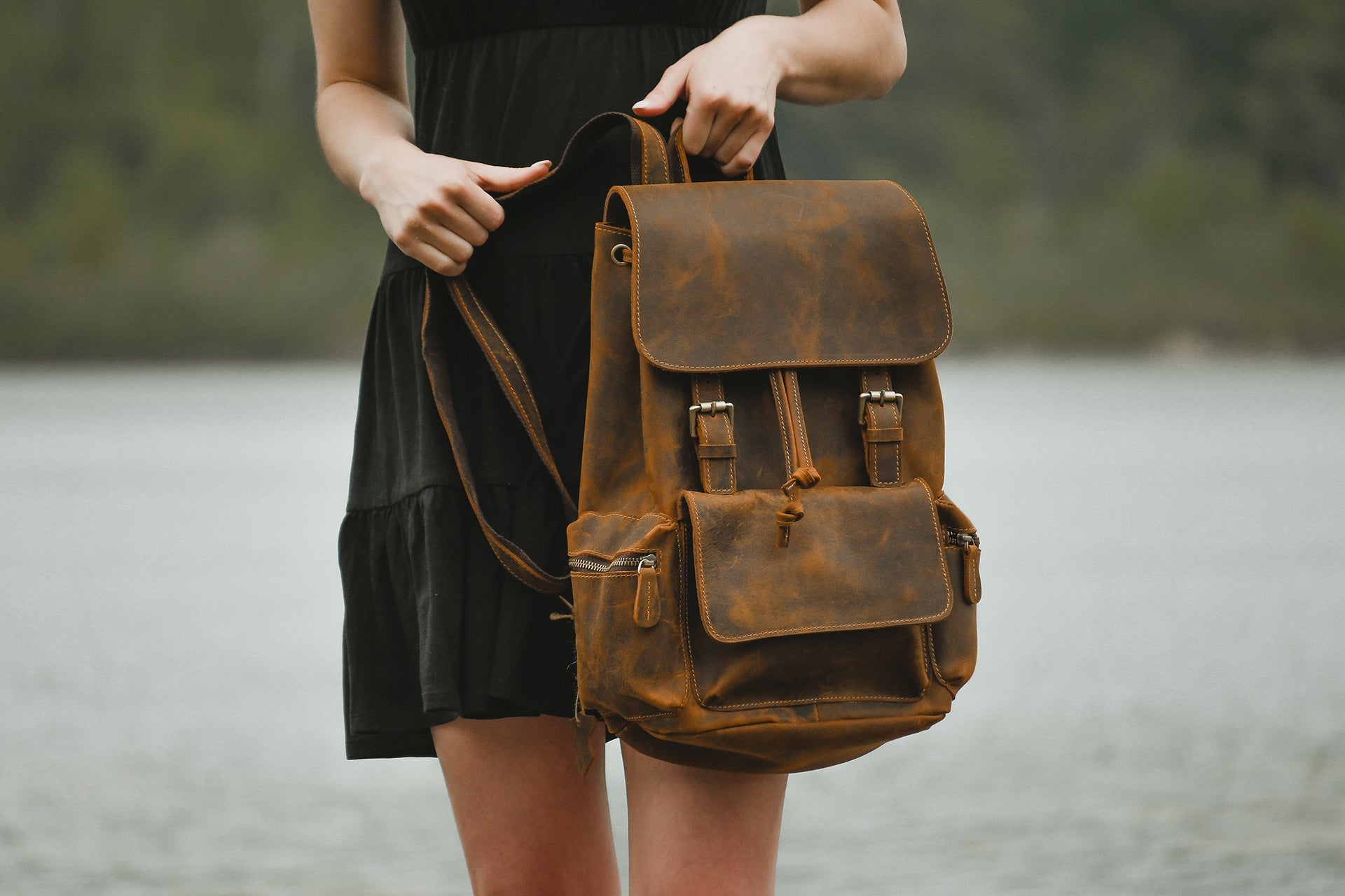 Image of The Hagen Backpack Vintage Leather Backpack 1242026294 from Edmene LLC