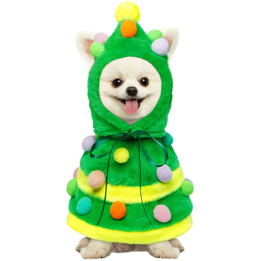 Kuoser Dog Christmas Outfit Christmas Tree Dog Costume Christmas Dog Clothes for Small Medium Dogs Perfect for Xmas Tree-Themed Costume Parties