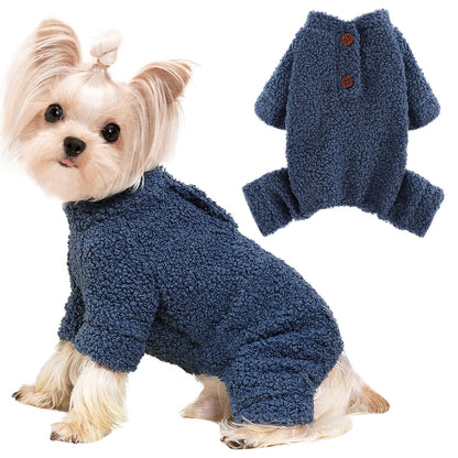 Dog Sweaters for Small Dogs Winter Small Dog Sweater Jumpsuits Fleece Warm Dog Clothes Dog Pajamas Pet Clothing Puppy Sweater Onesies for Christmas Halloween Thanksgiving (XX-Small Blue)