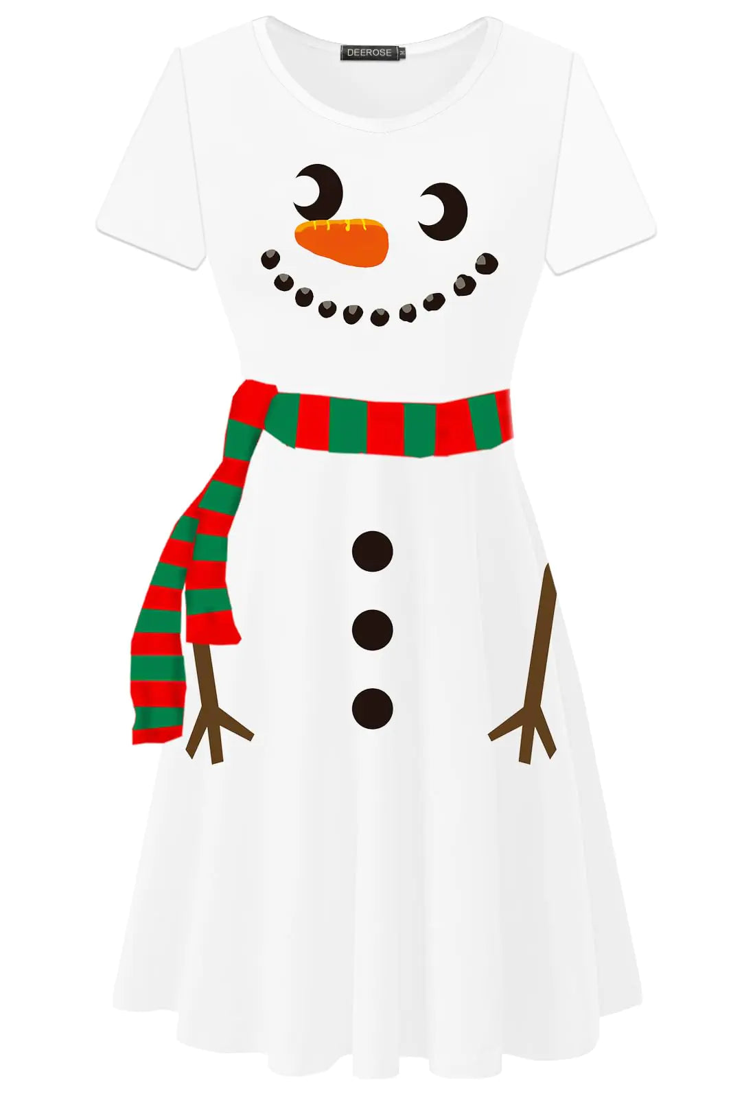 Womens Christmas Tunic Dress Snowman Print Dresses Ugly Christmas Midi Dress M