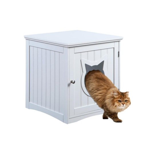 Image of Cat House And Litter Box Enclosure Nightstand White 489974868 from Edmene LLC