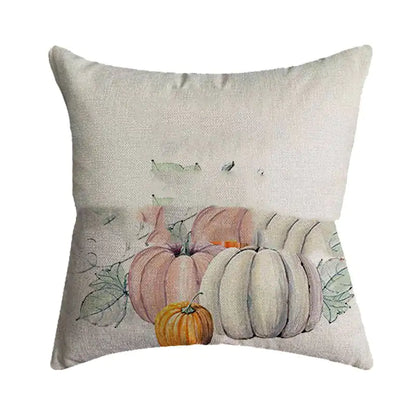 Thanksgiving Pumpkin Festival Burlap Pillowcase Cover