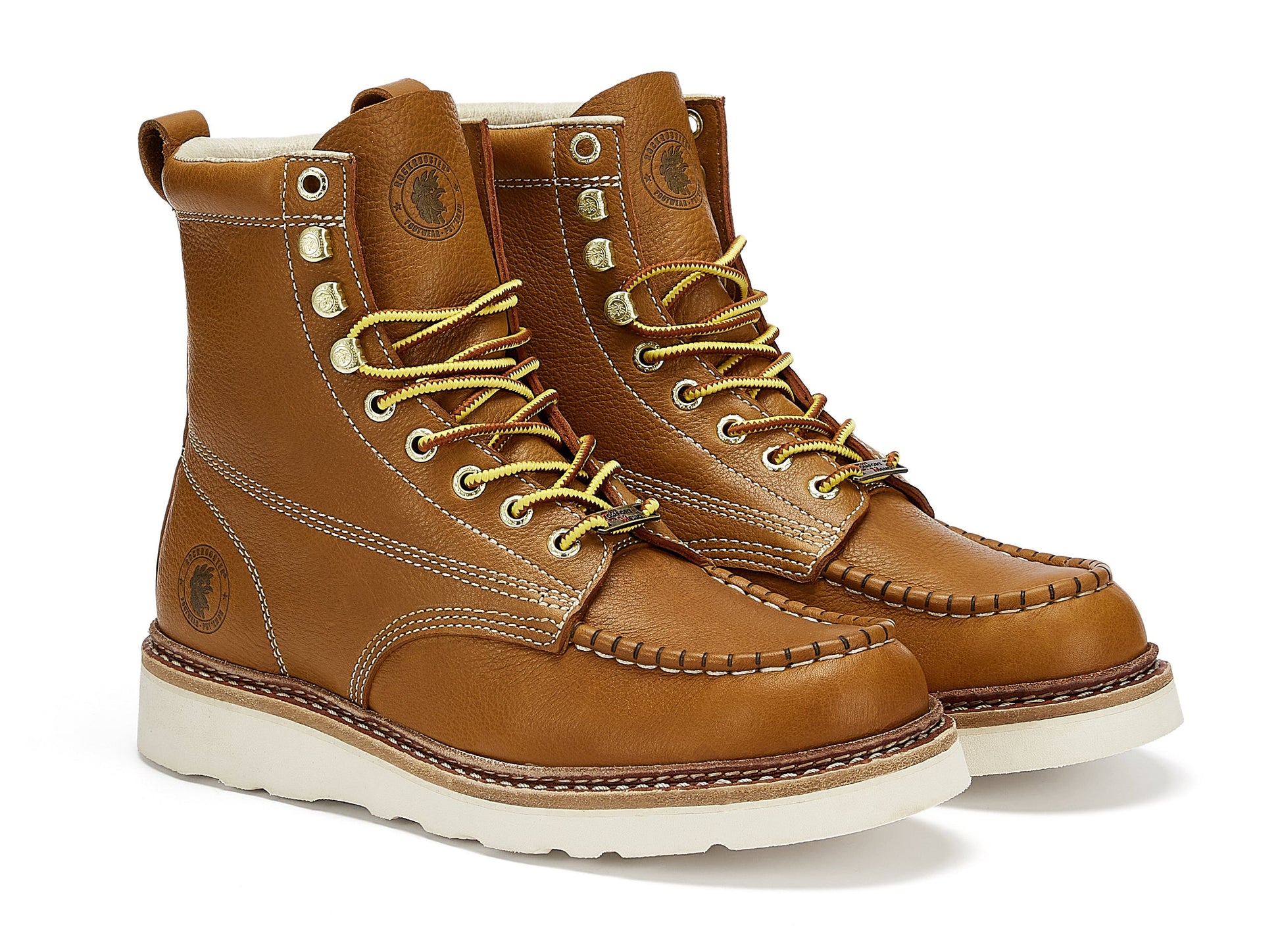 Image of Rockrooster Mens 7 Inch Brown Soft Toe Wedge Work Boots With Vibram® Outsole Vap611 1140217607 from Edmene LLC