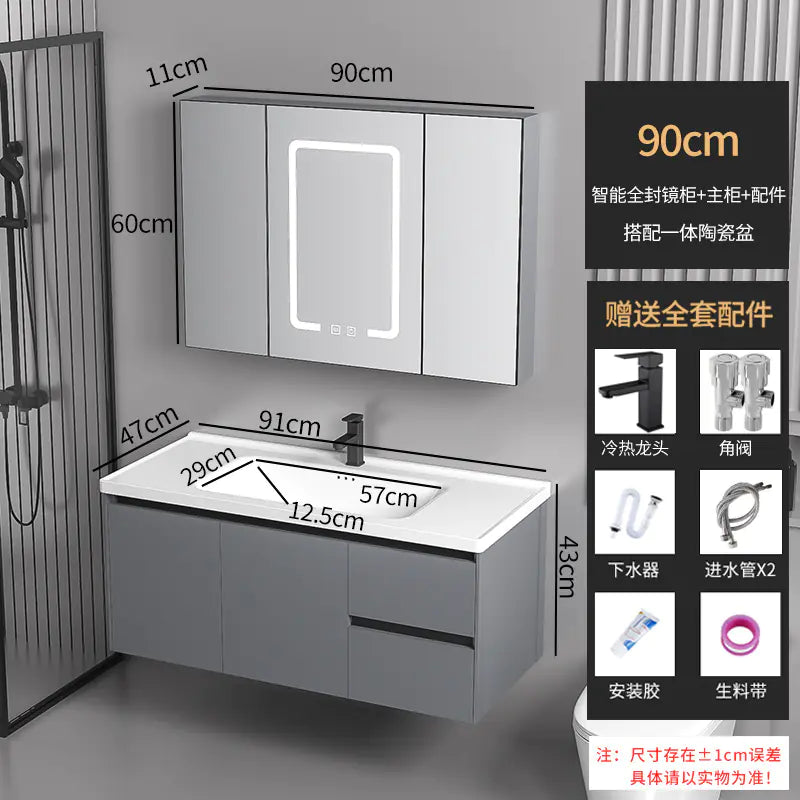 Elegant Drawer Bathroom Cabinet with Ceramic Sink Combo