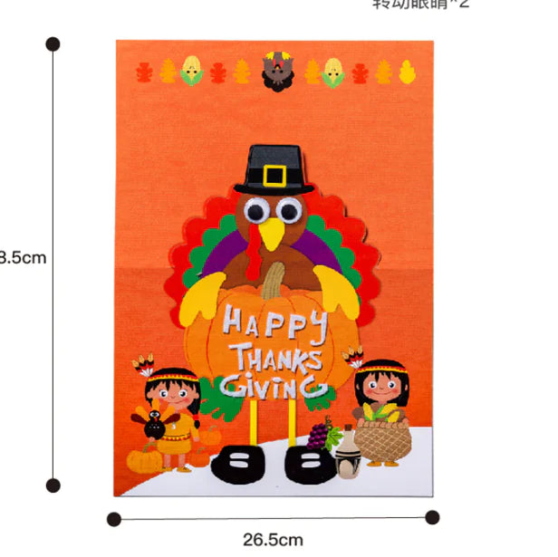3D Thanksgiving Card featuring Turkey Design