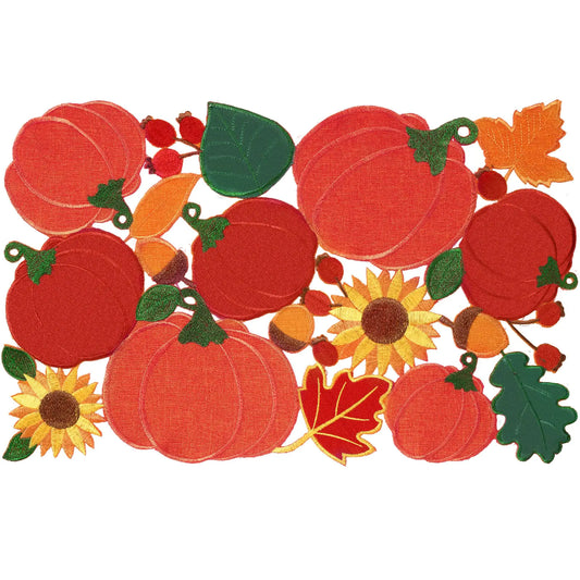 6 Pcs Embroidered Pumpkin Placemats Thanksgiving Table Placemats Leaf Placemats for Home Kitchen Dinning Thanksgiving Fall or Autumn Harvest Decorations (Pumpkin Style 11 x 17 Inch)