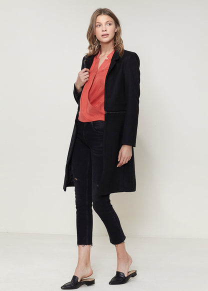 Image of Women's Wool-blended Open Front Jacket In Black from Edmene LLC