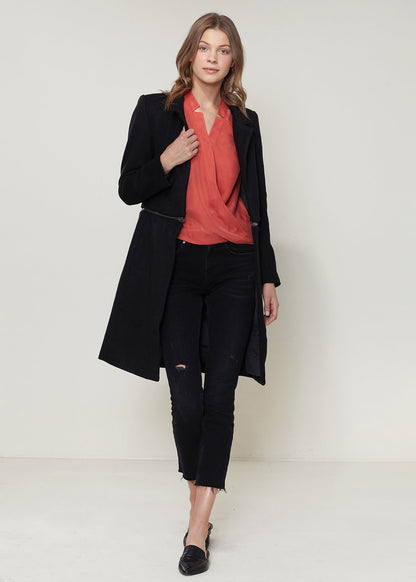 Image of Womens Wool Blended Open Front Jacket In Black 1518056861 from Edmene LLC