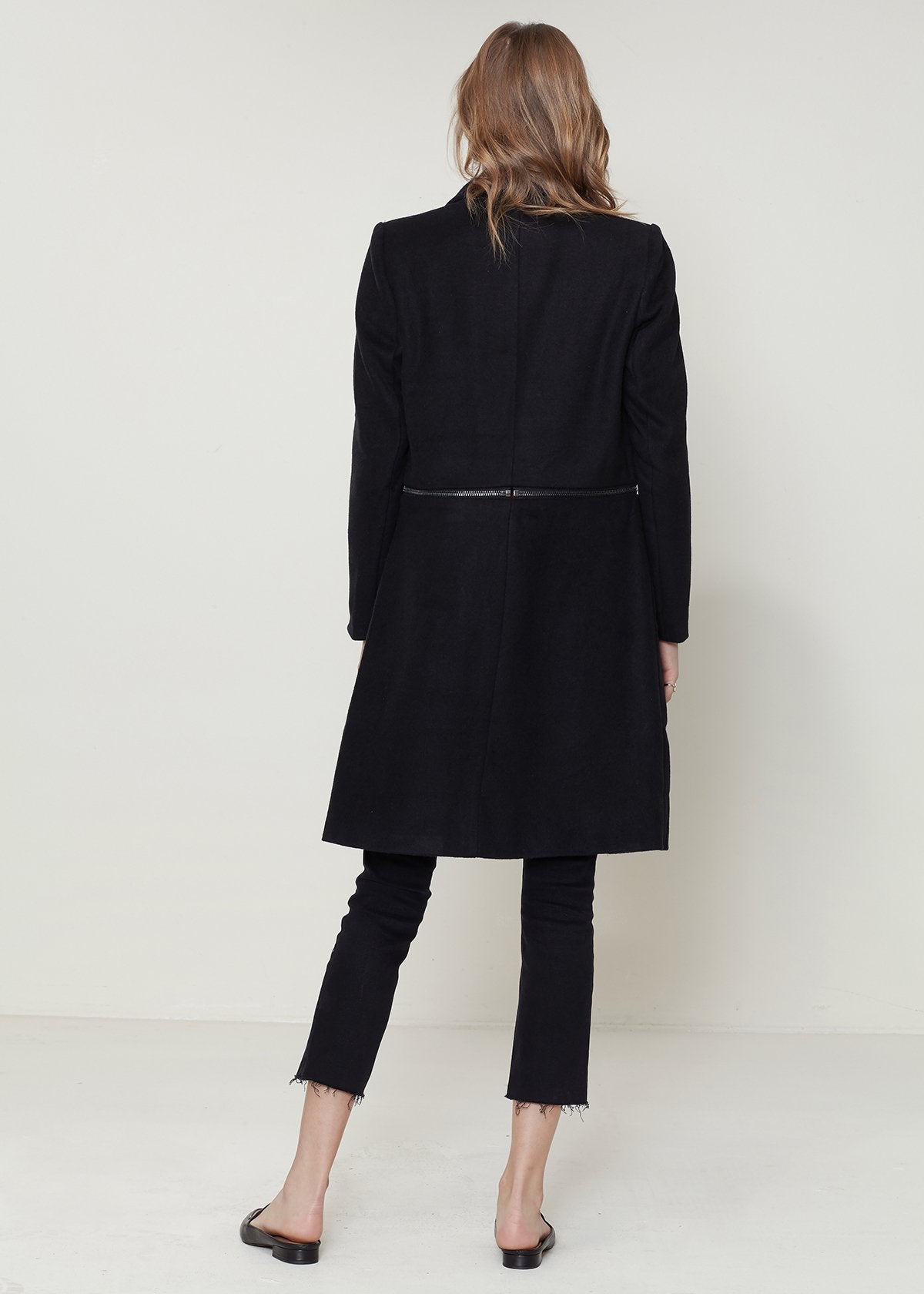 Image of Womens Wool Blended Open Front Jacket In Black 1518056861 from Edmene LLC