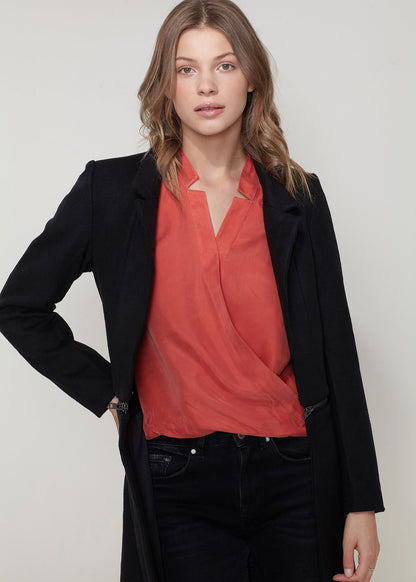 Image of Womens Wool Blended Open Front Jacket In Black 1518056861 from Edmene LLC