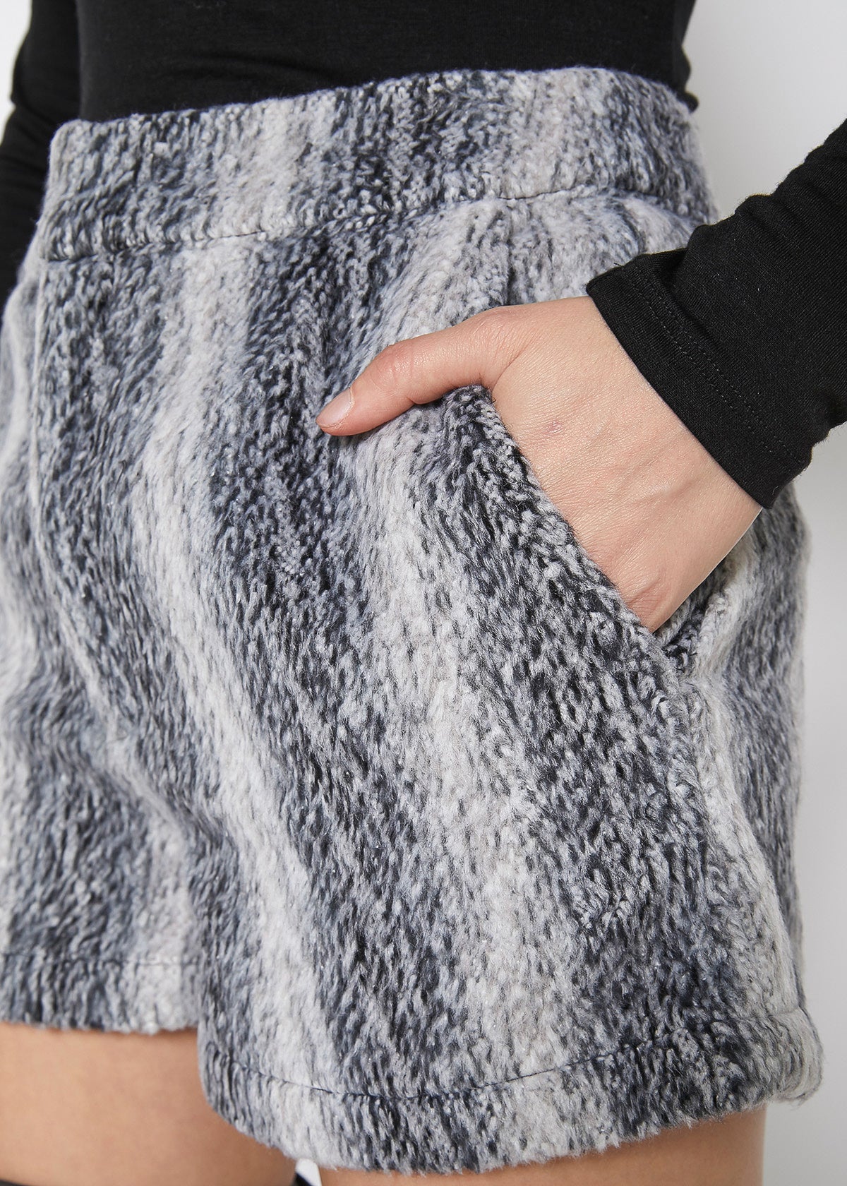 Image of Womens Brushed Wool Shorts In Black Ivory 817177819 from Edmene LLC