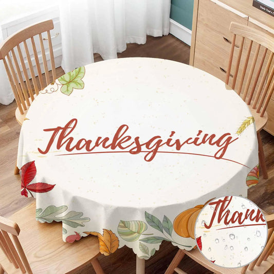 Yibeas Tablecloth Round Thanksgiving Table Cloth Autumn Fall Maple Leaves Pumpkin Yellow Table Cover for Dining Room Kitchen Decoration Round Tablecloths 60 inch