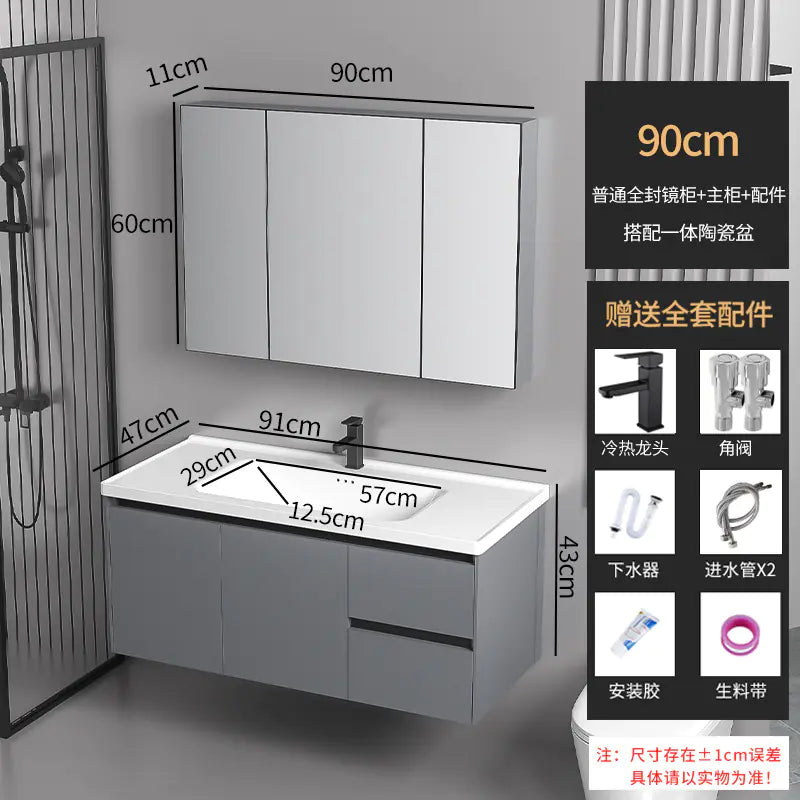 Elegant Drawer Bathroom Cabinet with Ceramic Sink Combo