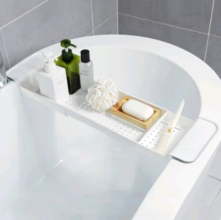Retractable Bathtub Shelf for Bathroom Storage