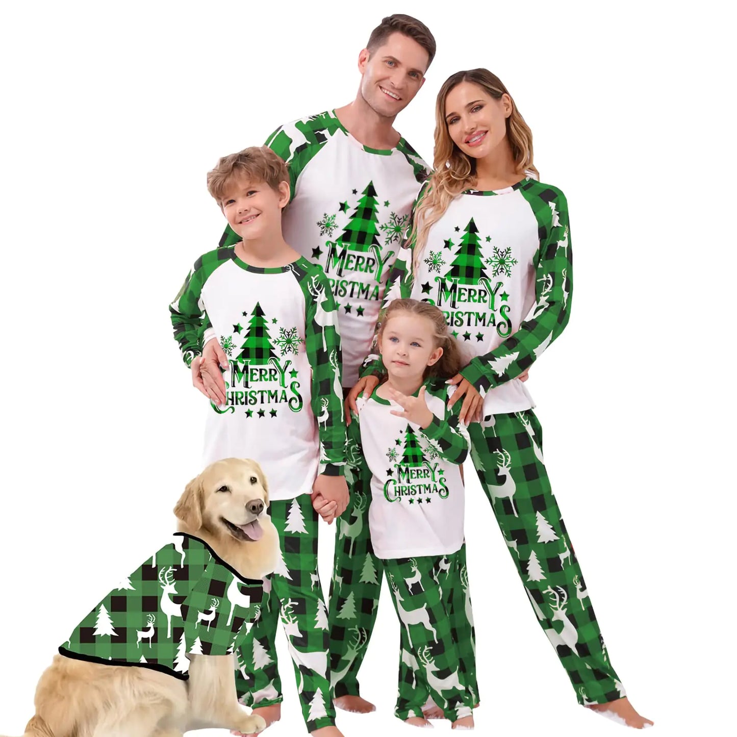 Multitrust Family Christmas Pjs Matching Sets Plaid Christmas Matching Jammies Pajamas Holiday Sleepwear for Adult Kids (Merry Christmas Green3 Kid 8-9T)