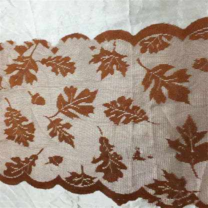 Thanksgiving Knitted Lace Table Runner with Leaves