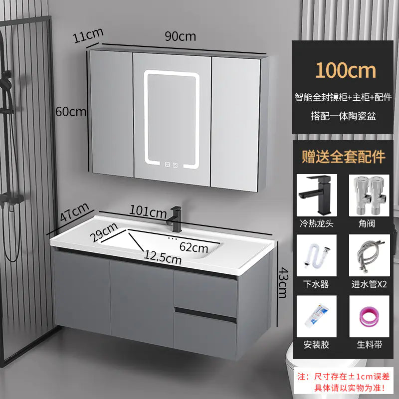 Elegant Drawer Bathroom Cabinet with Ceramic Sink Combo