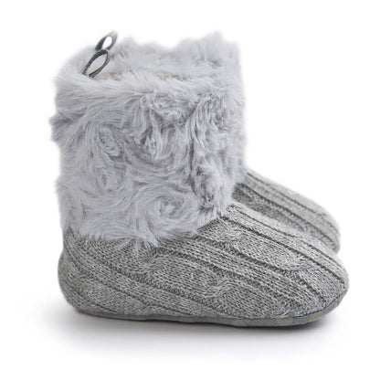 Baby Girl Knitted Cotton Boots - Warm Walking Shoes