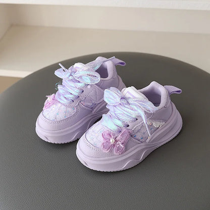 New Sneakers Kis Fashion Sweet Exquisite Women Sport Shoe Princess Mesh Breathable Girl Shoe Comfort Soft Non Slip Casual Shoes