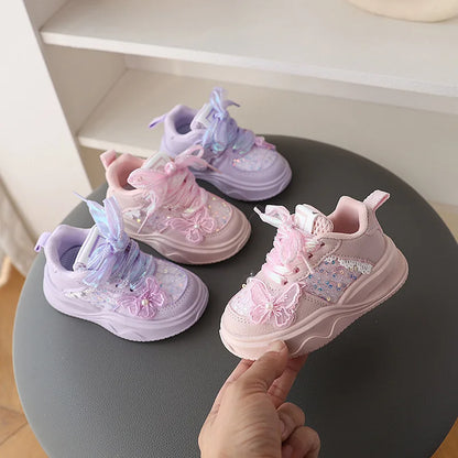 New Sneakers Kis Fashion Sweet Exquisite Women Sport Shoe Princess Mesh Breathable Girl Shoe Comfort Soft Non Slip Casual Shoes