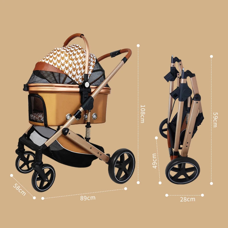 Image of Separation Pet Trolley Dog Show Stroller Luxury 4 Wheels Detachable Pet Stroller For Cat Dogs from Edmene LLC