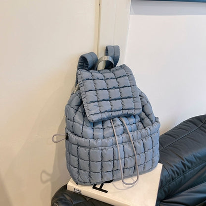 Image of Candy Color Quilted Women Backpack Puffy Down Padded School Bag Large Cotton Travel Back Pack Bags For Women Plaids Shoulder Bag 982115756 from Edmene LLC