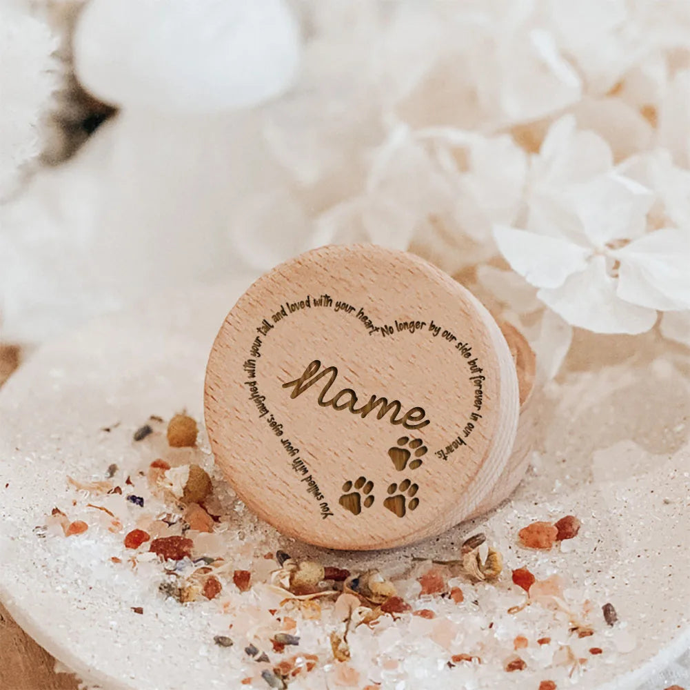 Image of Personalized Custom Name Wooden Carving Pet Hair Storage Box Pet Supplies Dog Save Teeth Memorial Boxes Pet Lost Memorial Gifts from Edmene LLC