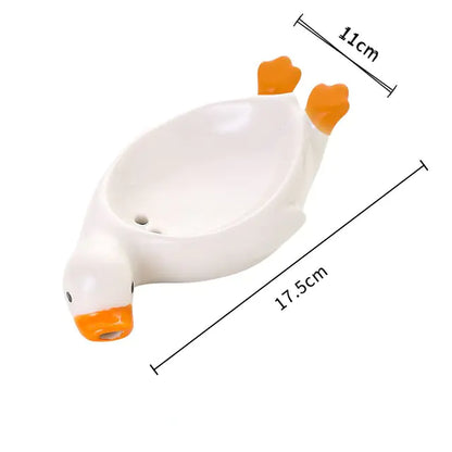 Cute Portable Ceramic Duck Soap Dish Bathroom Organizer