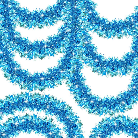50Ft Christmas Garland BlueChristmas Tinsel Garland Christmas Metallic Twist Garland Ceiling Hanging Christmas Garland for Indoor Outdoor Xmas Tree Stair Fireplace Party Christmas Decor