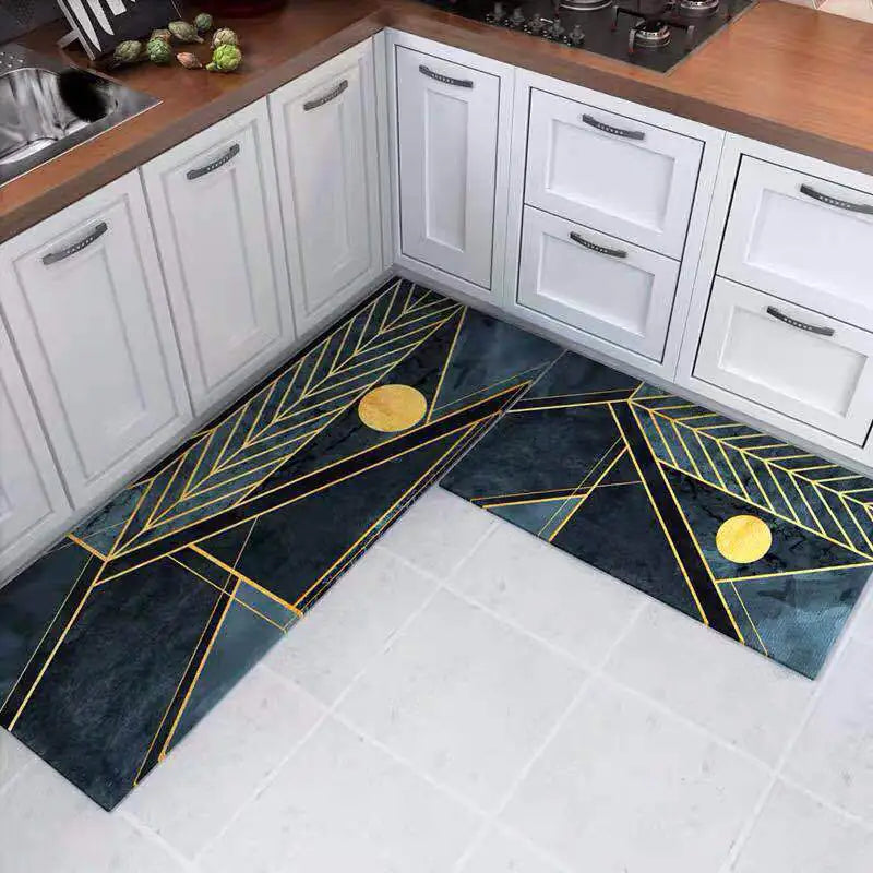 Modern Geometric Non-Slip Kitchen and Bathroom Mat