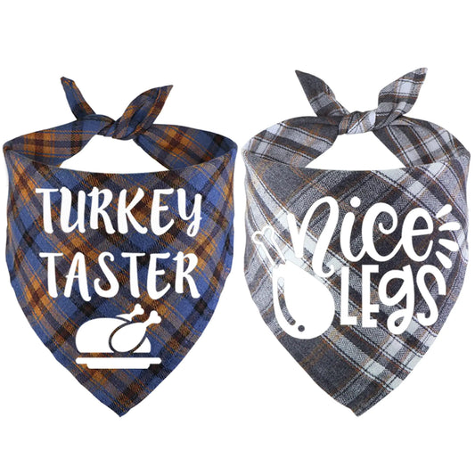 STMK 2 Pack Thanksgiving Day Dog Bandanas Dog Holiday Fall Thanksgiving Bandanas Scarf for Small Medium Large Dogs (Large)