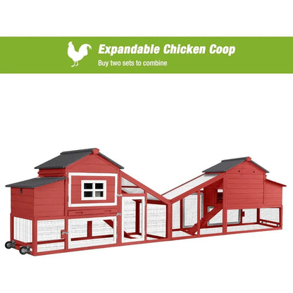 Image of Rabbit Hutch Outdoor Mobile Chicken Coop With Wheels Wooden Bunny Cage Large Duck House With Run Uv Roofred from Edmene LLC