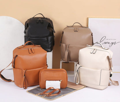 PU Leather Casual Mommy Backpack