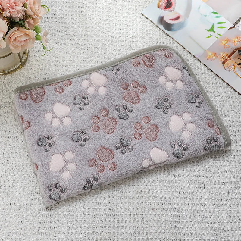Image of Pet Blanket Flannel Cute Dog Paw Print Pattern Warm And Comfortable Soft Cozy Blanket Mat For Dogs Cats Puppies Kittens Home Use from Edmene LLC
