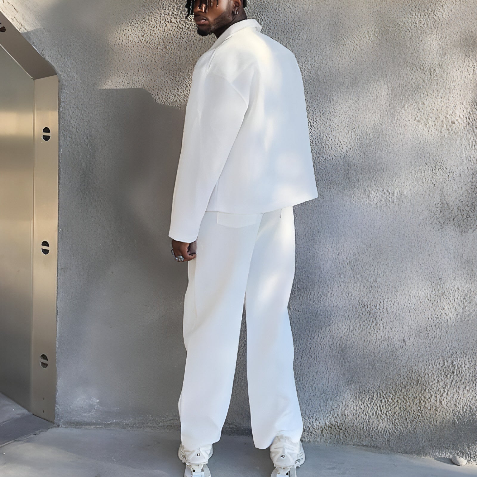 Image of Mens Solid Color Fashion Jacket Casual Pants Two Piece Set 1051012066 from Edmene LLC