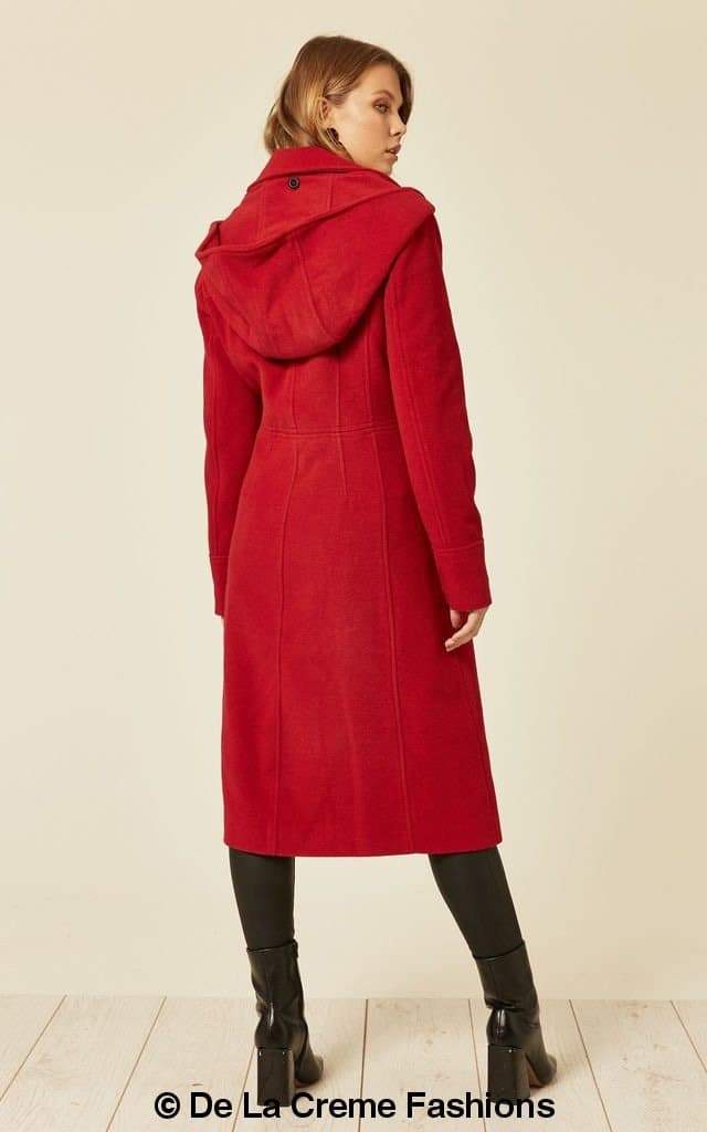 Wool Blend Hooded Mid Length Coat (1704)