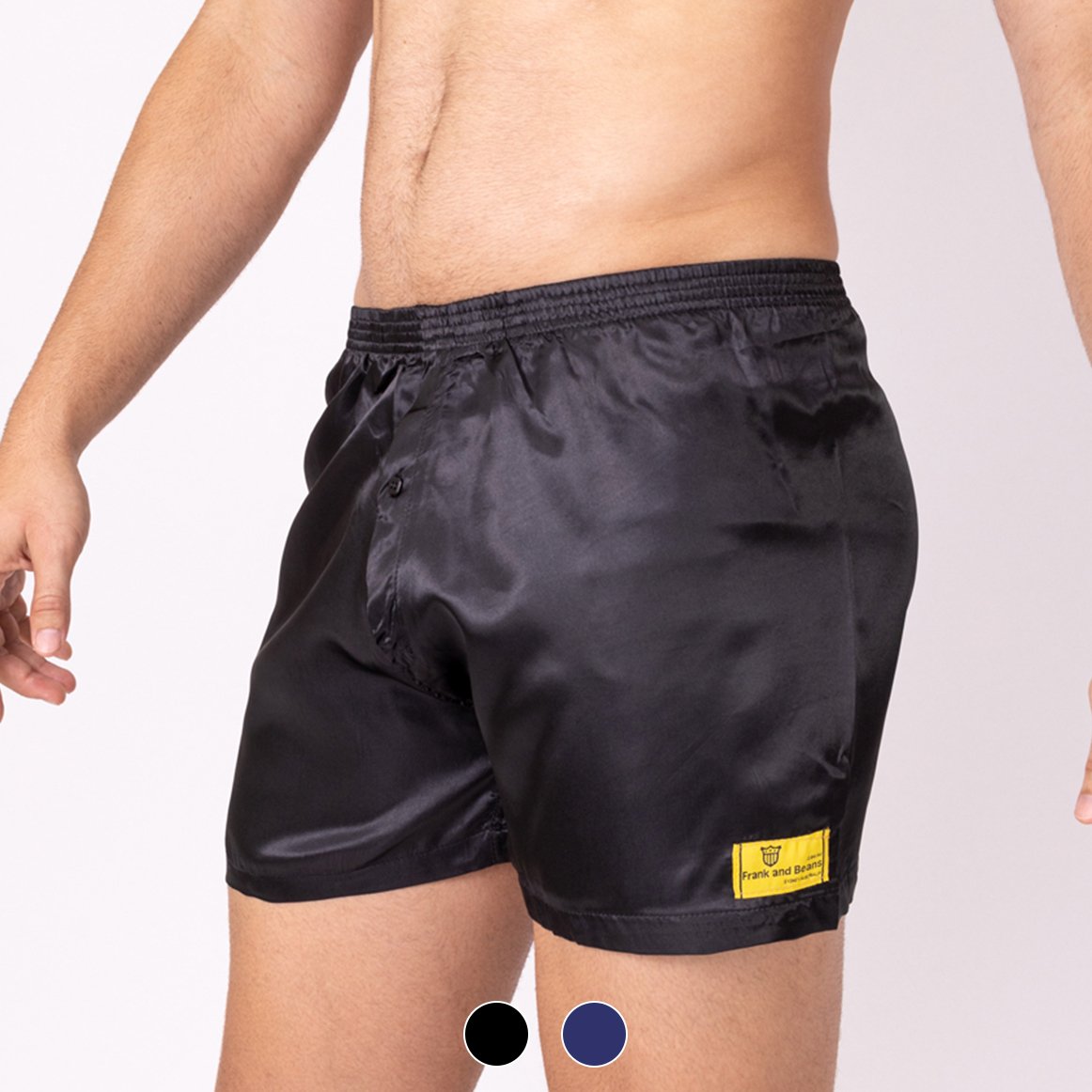 Image of Satin Boxer Shorts Navy 1615011360 from Edmene LLC