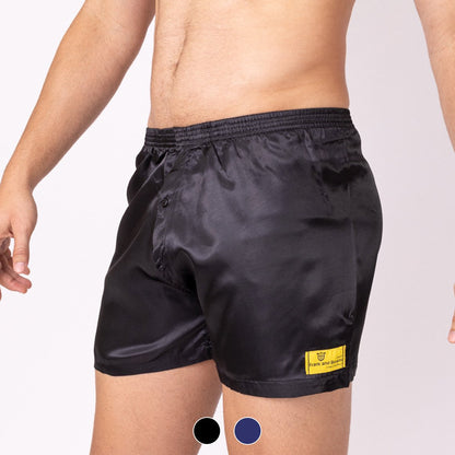 Image of Satin Boxer Shorts Navy 1615011360 from Edmene LLC