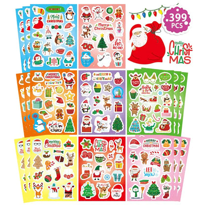 399PCS Christmas Stickers for Kids Merry Christmas Stickers for Envelopes Cards Xmas Winter Holiday Stickers Christmas Party Favors Decorations Crafts Christmas Stocking Stuffer Gifts