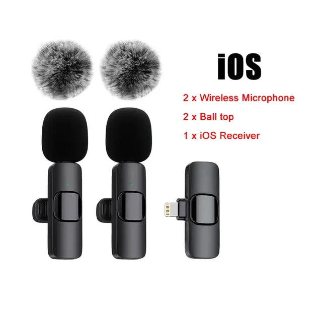 Mini Wireless Lavalier Microphone Windproof Wool Replaceable Lavalier Microphone for iPhone YouTube Vlog Audio Recording