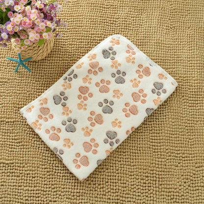 Image of Pet Blanket Flannel Cute Dog Paw Print Pattern Warm And Comfortable Soft Cozy Blanket Mat For Dogs Cats Puppies Kittens Home Use from Edmene LLC