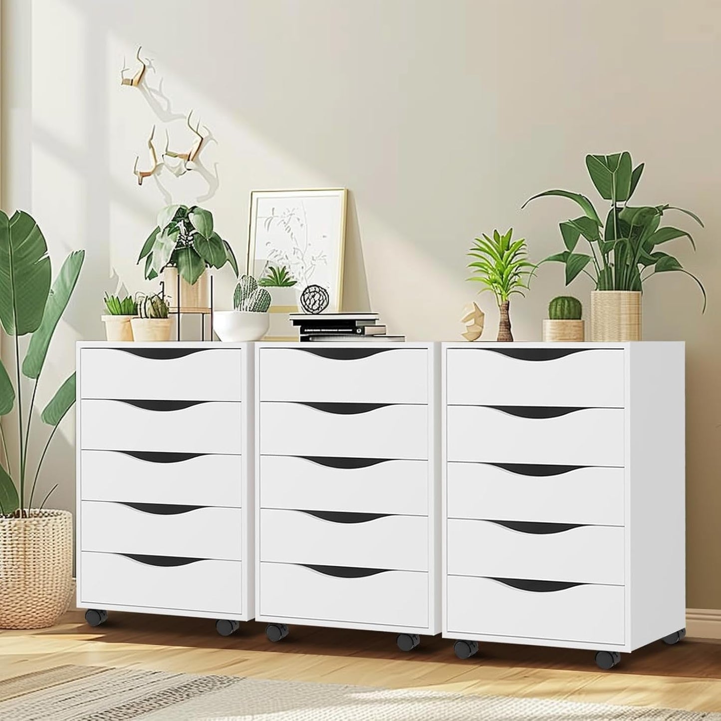 5 Drawer File Cabinet White For Home Office Organization