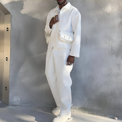 Image of Mens Solid Color Fashion Jacket Casual Pants Two Piece Set 1051012066 from Edmene LLC